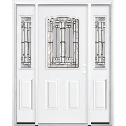 69''x80''x4 9/16'' Elmhurst Antique Black Half Lite Left Hand Entry Door with Brickmould