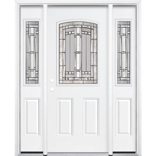 65''x80''x4 9/16'' Elmhurst Antique Black Half Lite Right Hand Entry Door with Brickmould