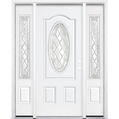 67''x80''x4 9/16'' Halifax Nickel 3/4 Oval Lite Left Hand Entry Door with Brickmould