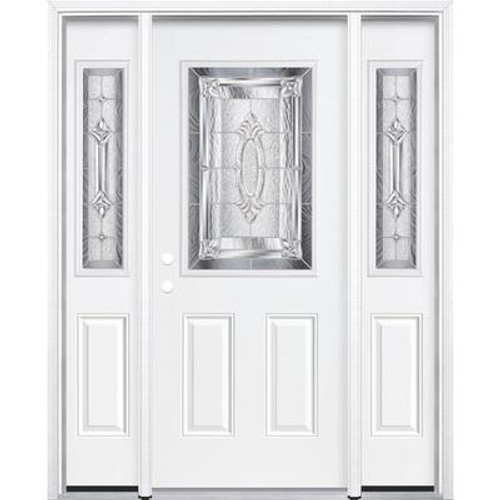 67''x80''x4 9/16'' Providence Nickel Half Lite Right Hand Entry Door with Brickmould