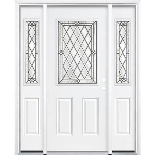 65''x80''x4 9/16'' Halifax Antique Black Half Lite Left Hand Entry Door with Brickmould