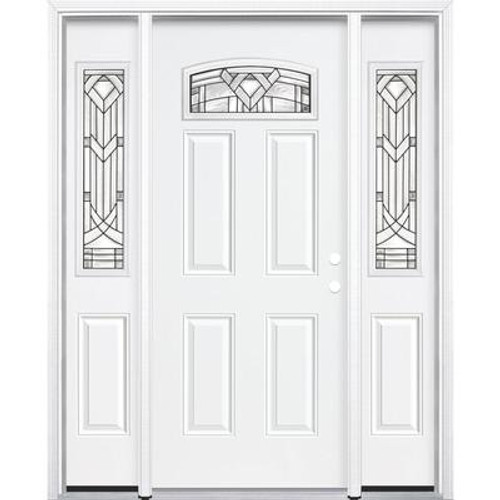 67''x80''x6 9/16'' Chatham Antique Black Camber Fan Lite Left Hand Entry Door with Brickmould