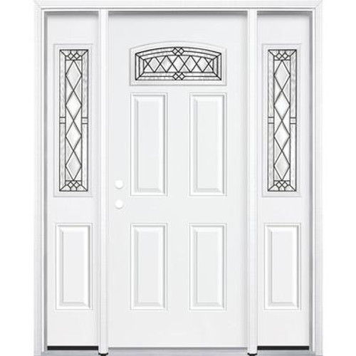 67''x80''x4 9/16'' Halifax Antique Black Camber Fan Lite Right Hand Entry Door with Brickmould