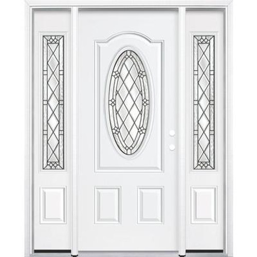 65''x80''x6 9/16'' Halifax Antique Black 3/4 Oval Lite Left Hand Entry Door with Brickmould