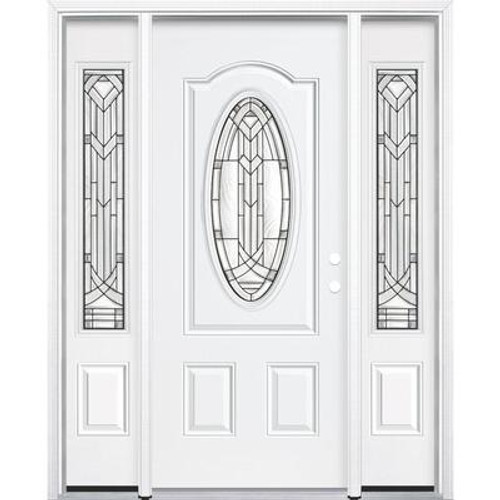 69''x80''x6 9/16'' Chatham Antique Black 3/4 Oval Lite Left Hand Entry Door with Brickmould