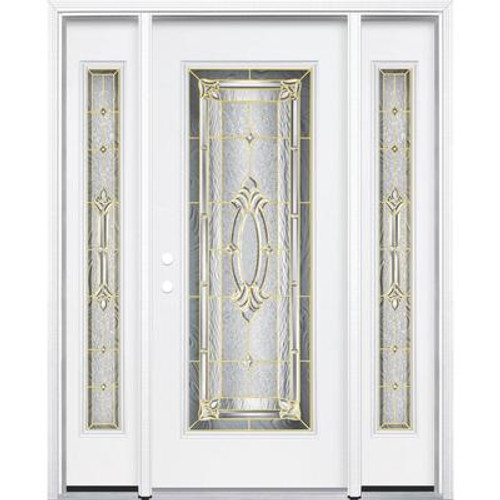 65''x80''x6 9/16'' Providence Brass Full Lite Right Hand Entry Door with Brickmould
