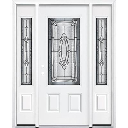 65''x80''x6 9/16'' Providence Antique Black 3/4 Lite Right Hand Entry Door with Brickmould