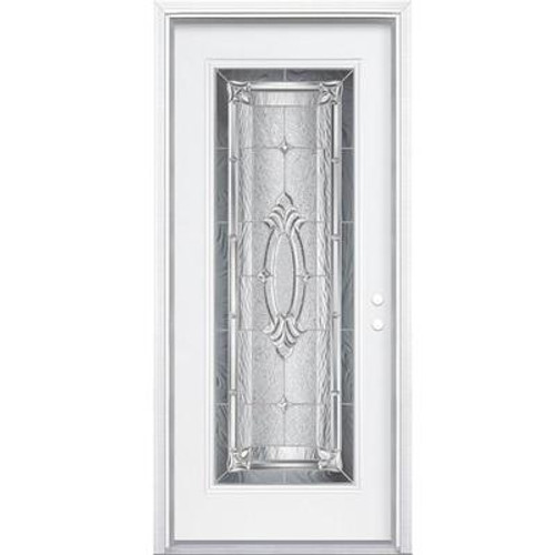 36 In. x 80 In. x 4 9/16 In. Providence Nickel Full Lite Left Hand Entry Door with Brickmould
