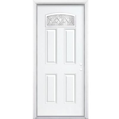 36 In. x 80 In. x 6 9/16 In. Halifax Nickel Camber Fan Lite Left Hand Entry Door with Brickmould