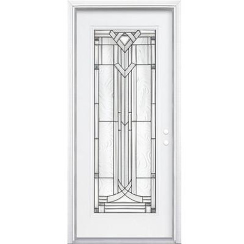 34 In. x 80 In. x 6 9/16 In. Chatham Antique Black Full Lite Left Hand Entry Door with Brickmould