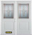 70 In. x 82 In. 1/2 Lite 1-Panel Pre-Finished White Double Steel Entry Door with Astragal and Brickmould