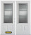 74 In. x 82 In. 3/4 Lite 2-Panel Pre-Finished White Double Steel Entry Door with Astragal and Brickmould