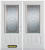 74 In. x 82 In. 3/4 Lite 2-Panel Pre-Finished White Double Steel Entry Door with Astragal and Brickmould