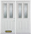 70 In. x 82 In. 2-Lite 2-Panel Pre-Finished White Double Steel Entry Door with Astragal and Brickmould