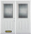 70 In. x 82 In. 1/2 Lite 2-Panel Pre-Finished White Double Steel Entry Door with Astragal and Brickmould