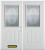 74 In. x 82 In. 1/2 Lite 2-Panel Pre-Finished White Double Steel Entry Door with Astragal and Brickmould