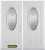 70 In. x 82 In. 3/4 Oval Lite Pre-Finished White Double Steel Entry Door with Astragal and Brickmould