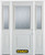 64 In. x 82 In. 1/2 Lite 1-Panel Pre-Finished White Steel Entry Door with Sidelites and Brickmould