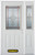 52 In. x 82 In. 1/2 Lite 2-Panel Pre-Finished White Steel Entry Door with Sidelite and Brickmould