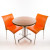 Nardi Bistro set - 2 x Regina Chairs (Orange); 1 x 30 Round Werzalit Top in  Pinie Design  and Aluminum Base