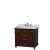 Berkeley 36 In. Vanity in Dark Chestnut With Marble Top in Carrara White and Oval Sink and No Mirror