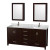 Sheffield 72 In. Double Vanity in Espresso with Marble Top in Carrara White and Medicine Cabinets