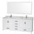 Sheffield 80 In. Double Vanity in White with Marble Vanity Top in Carrara White and 70 In. Mirror