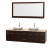 Centra 80 In. Double Vanity in Espresso with Ivory Marble Top with White Carrera Sinks and 70 In. Mirror