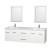 Centra 72 In. Double Vanity in White with Solid SurfaceTop with Square Sink and 24 In. Mirror