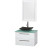 Amare 30 In. Single Glossy White Bathroom Vanity; Green Glass Top; Black Granite Sink; 24 In. Mirror