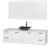 Amare 72 In. Single Glossy White Bathroom Vanity; Solid SurfaceTop; Black Granite Sink; 70 In. Mirror