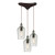 Hammered Glass Collection 3 Light Chandelier In Oil Rubbed Bronze