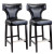 Kings Bar Height Barstool In Black With Metal Studs; Set Of 2