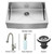 Stainless Steel Farmhouse Kitchen Sink Faucet Strainer and Dispenser