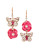 Betsey Johnson Vintage Lockets Butterfly and Flower Double Drop Mismatch Earring - PINK