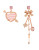 Betsey Johnson Woven Beaded Heart and Bow Multi Charm Mismatch Earring - PINK