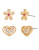 Betsey Johnson Flower and Heart Stud Earring Set - CRYSTAL