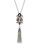 Guess Mixed Stone Tassel Necklace - SILVER