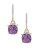 Fine Jewellery 14K Yellow Gold Amethyst 0.018 ctw Diamond Bar Earrings - PURPLE