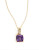 Fine Jewellery 14k Yellow Gold Square Amethyst and 0.007 tcw Diamond Necklace - PURPLE