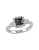 Concerto 1 CT Black and White Cushion and Round Diamonds TW 14k White Gold Fashion Ring - BLACK - 8