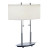 2 Light Table Lamp Steel Finish White Fabric Shade