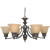 Empire 6-Light 26 Inch Chandelier with Champagne Linen Washed Glass Finished in Mahogany Bronze