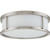 Odeon  3 Light 15 Inch Flush Dome with Satin White Glass Finished in Brushed Nickel