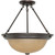 3 Light 15 Inch  Semi-Flush with Champagne Linen Washed Glass Finished in Mahogany Bronze