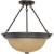 3 Light 15 Inch  Semi-Flush with Champagne Linen Washed Glass Finished in Mahogany Bronze