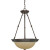 3 Light 15 Inch  Pendant with Champagne Linen Washed Glass Finished in Mahogany Bronze