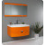 Energia Orange Modern Bathroom Vanity With Three Panel Folding Mirror