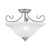 Providence 3 Light Brushed Nickel Incandescent Semi Flush Mount with White Alabaster Glass