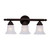 Providence 3 Light Bronze Incandescent Bath Vanity with White Alabaster Glass